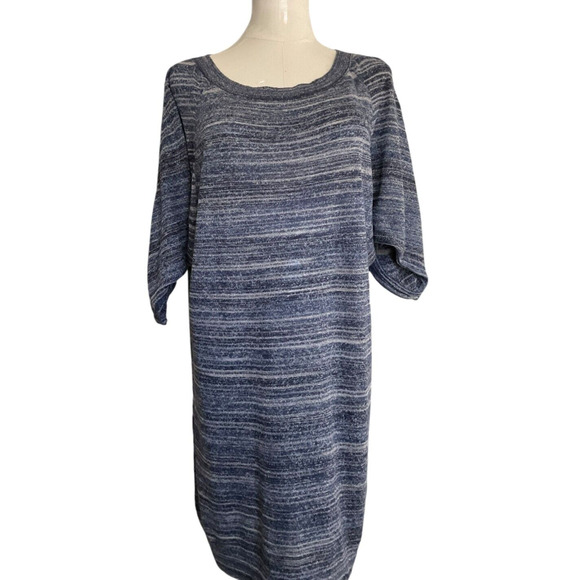 BCBGMAXAZRIA Women's Small Blue White Blouse Striped Knit Batwing - Picture 9 of 10